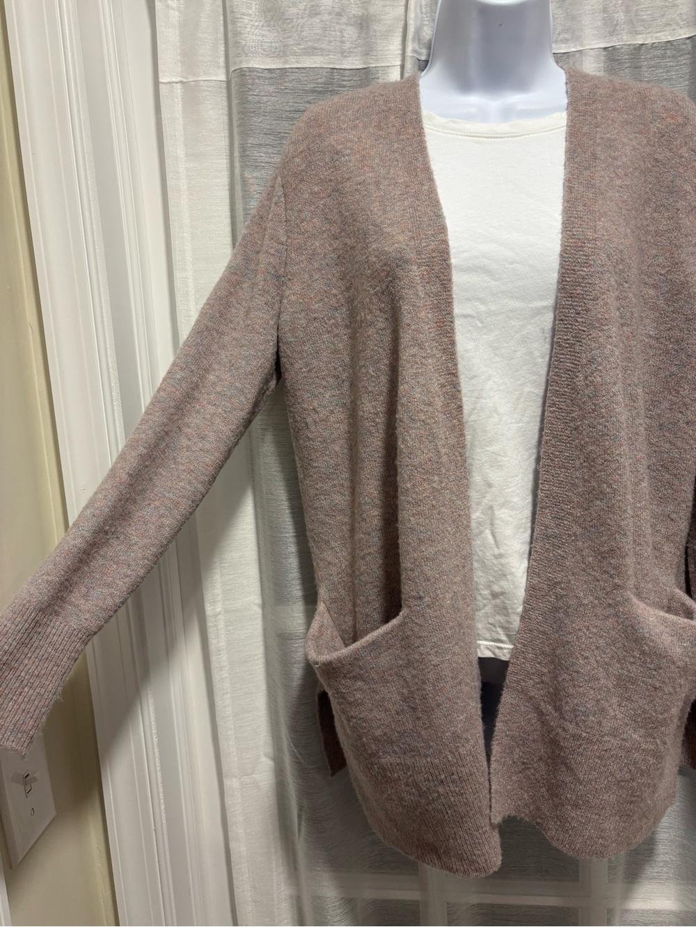 Madewell XXS Merino Wool Alpaca Blend Open Front Long Cardigan Sweater Taupe